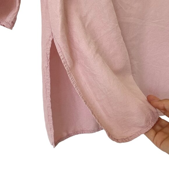 Jim Thompson Top Silk L Pastel Pink Tunic Henley Feminine Minimalist Cottagecore - Picture 7 of 16